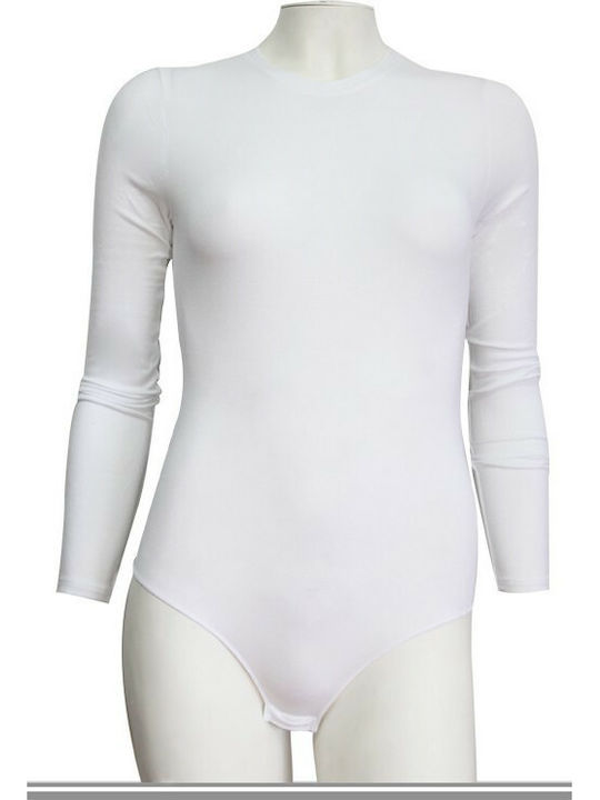 Minerva Long Sleeve Bodysuit Slim Fit White 90-91690-005
