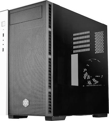 RL08 Gaming Mini Tower Computer Case with Window Panel and RGB Lighting White