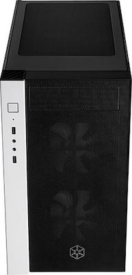 RL08 Gaming Mini Tower Computer Case with Window Panel and RGB Lighting White