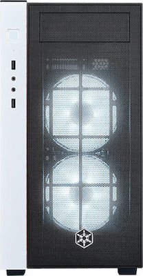 RL08 Gaming Mini Tower Computer Case with Window Panel and RGB Lighting White