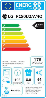 LG RC80U2AV4Q Στεγνωτήριο 8kg A+++ με Αντλία Θερμότητας