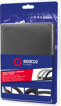 Sparco Κάλυμμα Τιμονιού Αυτοκινήτου Hand Stitched Ραφτό με Διάμετρο 37-38εκ. Μικροϊνών Γκρι