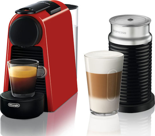 De'Longhi Essenza Mini Pod Coffee Machine Nespresso Pressure 19bar with Milk Frother Red