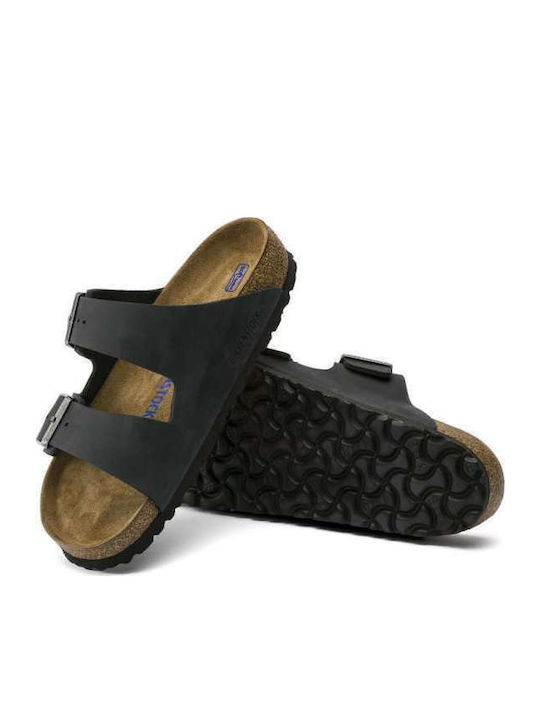 Arizona Soft Footbed Oiled Leather Men's Sandals Black Regular Fit