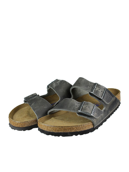 Birkenstock Arizona Soft Footbed Oiled Leather Sandals Iron