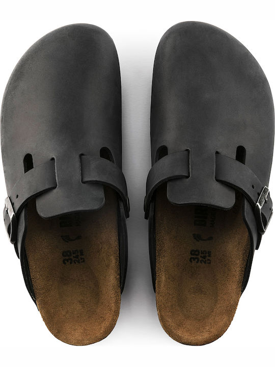 Birkenstock Boston Oiled Leather Men's Leather Anatomic Clogs Black
