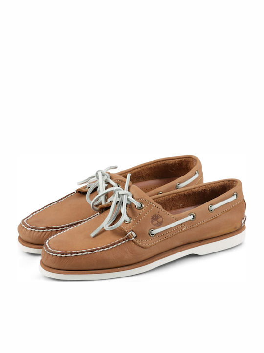 Classic 2 Eye Δερμάτινα Ανδρικά Boat Shoes σε Ταμπά Χρώμα