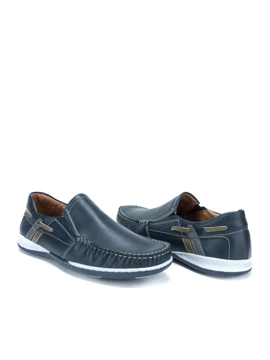 Boxer Men's Leather Moccasins Blue