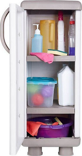 Single-Door Outdoor Cabinet Rea Plastic with 2 Shelves Suitable for Small Spaces Beige/White 36x44x96 cm