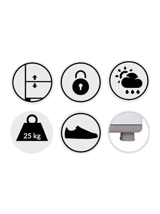 Dulap Dublu-Foi Leto Din Plastic Cu Δin Posibilitatea De Blocare Cu 6 Rafturi Gri / Antracit 73x44x179 Cm