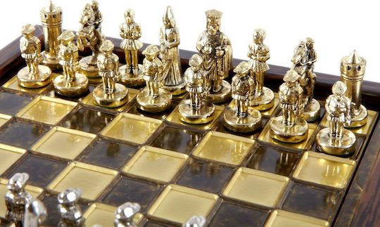 Manopoulos Byzantium Case Handmade Chess Metal with Pawns 20x20cm