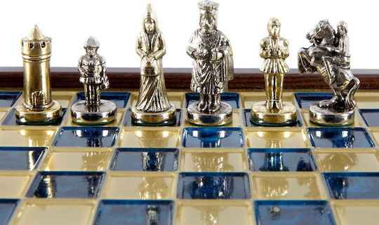 Manopoulos Byzantium Case Handmade Chess Metal with Pawns 20x20cm