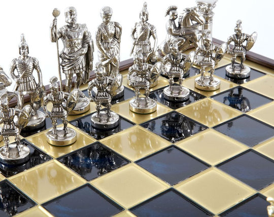 Manopoulos Greco-Roman Era Handmade Chess Metal with Pawns 41x41cm