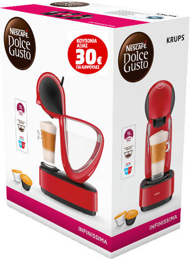 Krups Infinissima Καφετιέρα για Κάψουλες Dolce Gusto Πίεσης 15bar Red