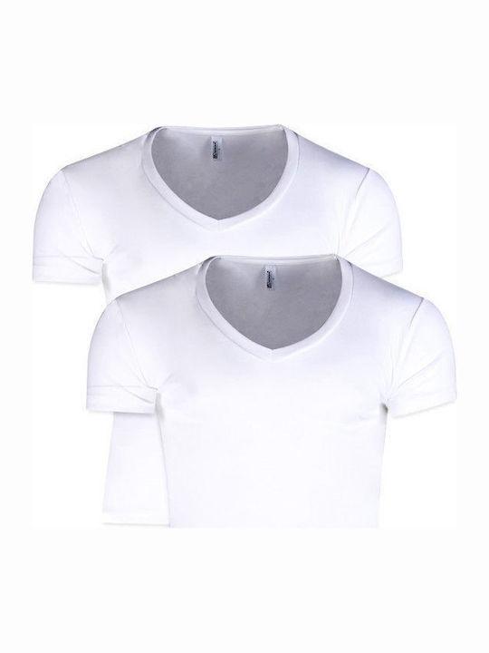 Men's Undershirts Short-sleeved in White Color 2Pack