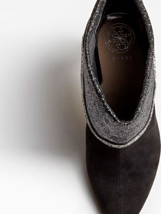 Teegana Suede Γυναικεία Μποτάκια με Ψηλό Τακούνι Μαύρα