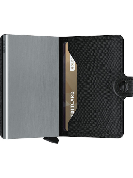 Miniwallet Rango Δερμάτινο Ανδρικό Πορτοφόλι Καρτών με RFID και Μηχανισμό Slide Μαύρο