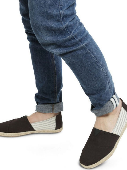 League Stripes Fabric Men's Espadrilles Black Ivy