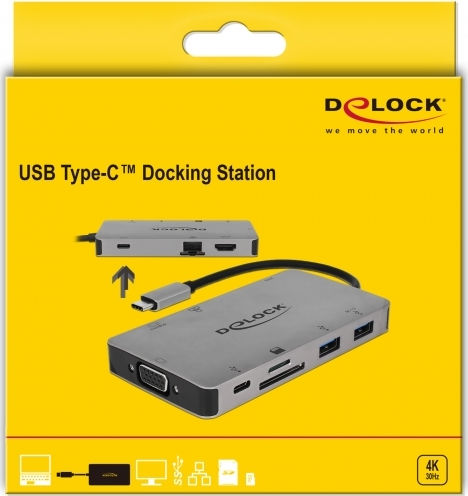 DeLock USB-C Docking Station με HDMI 4K PD Ethernet Γκρι (87735)
