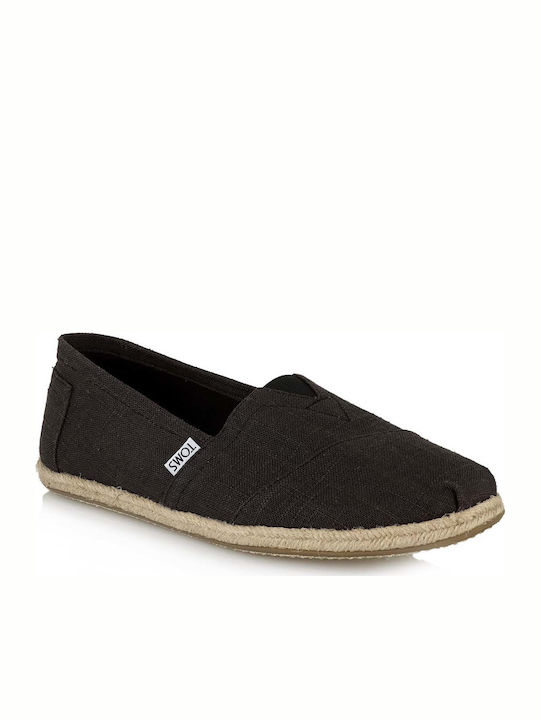 Toms Washed Linen Stoff Herren Espadrilles in Schwarz Farbe