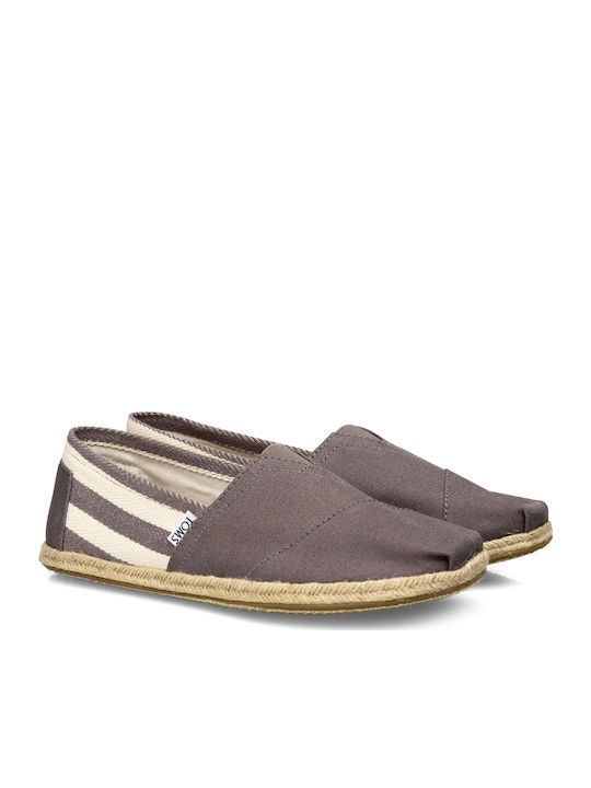 Toms Stripe University Men's Espadrilles Gray 10005416