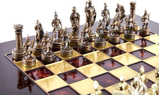 Manopoulos Greco-Roman Era Handmade Chess Metal with Pawns 28x28cm