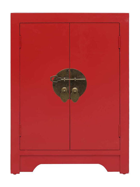 Κομοδίνο από Μασίφ Ξύλο Κόκκινο 38x28x52cm