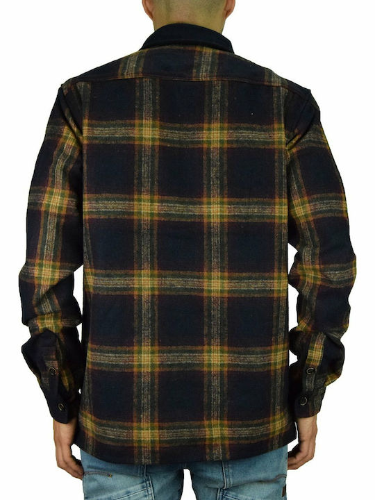 Anerkjendt Lion Overshirt Men's Checked Shirt with Long Sleeves Regular Fit Multicolour