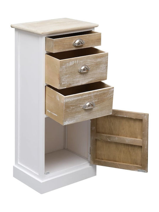 Wooden Storage Drawers with 3 Drawers Φυσικό / Λευκό L38xW28xH86cm