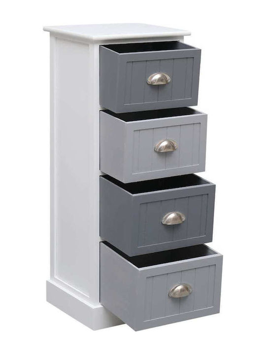 Drawers Storage Made of Wood with 4 Drawers Grey / White L35xW30xH90cm