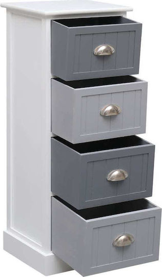 Drawers Storage Made of Wood with 4 Drawers Grey / White L35xW30xH90cm