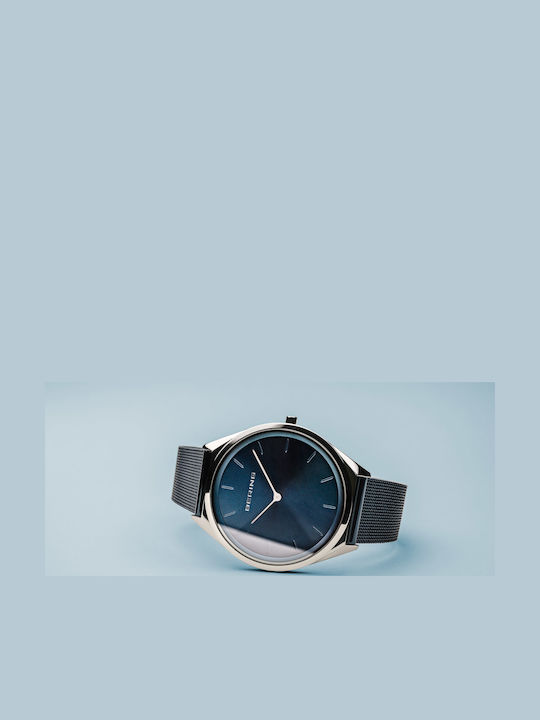 Bering Time Ultra Slim Men's Watch 39mm Battery with Blue Metal Bracelet
