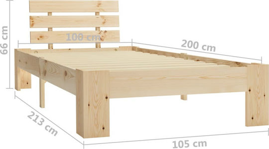 Einzelbett Aus Holz Beige Für Matratze 100x200cm