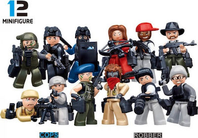 Sluban Building Block Police Cops & Robbers Minifigures for 6+ years 12pcs