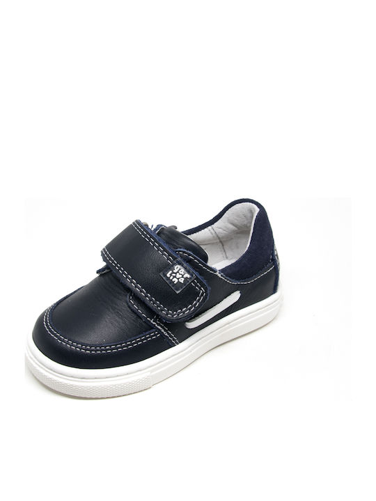 Pantofi copii din piele cu velcro Albastru marin