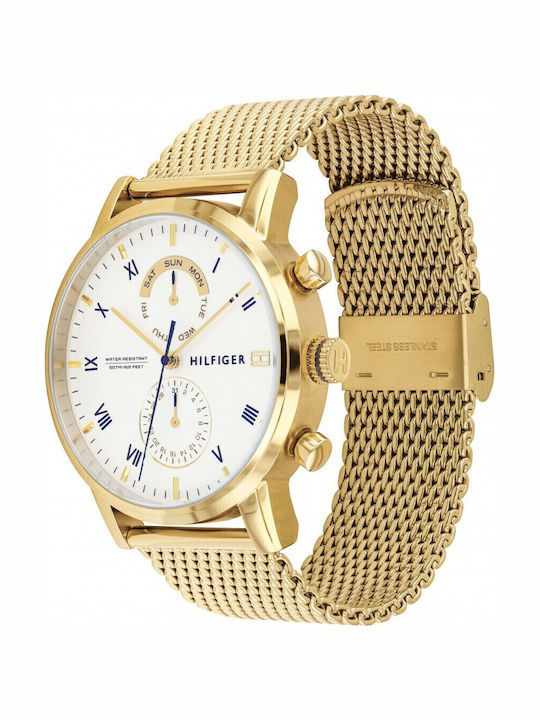 Tommy Hilfiger Kane Men's Watch 43mm Battery with Gold Metal Bracelet