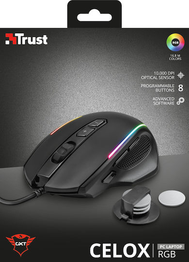 Trust GXT 165 Celox RGB Gaming Mouse 10000 DPI Negru