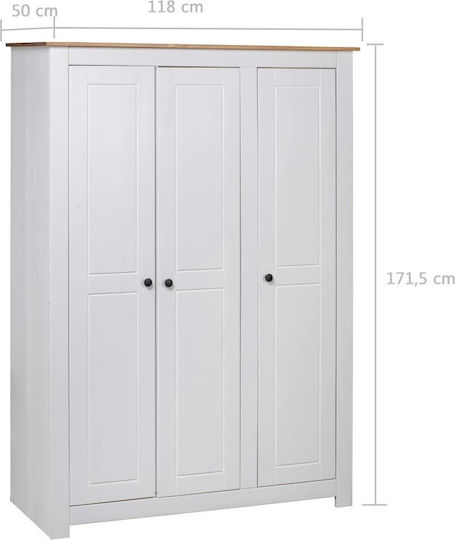 Panama Dreifachtür Kleiderschrank Weiß 118x50x171.5cm