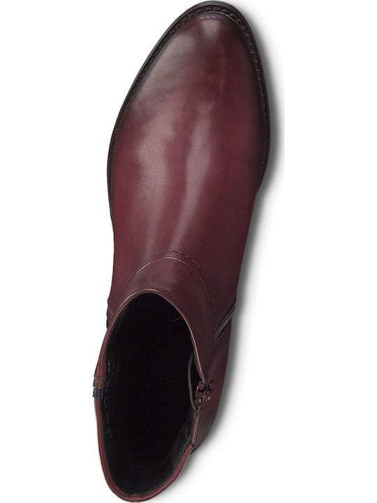 Leder Stiefeletten Damen Burgundisch