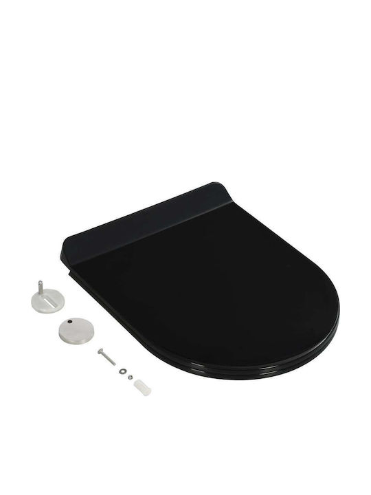 vidaXL Plastic Soft Close Toilet Seat Black 45cm