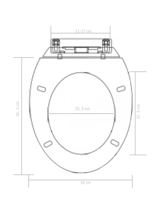 vidaXL Καπάκι Λεκάνης Soft Close Πλαστικό 46x36.5cm Μαύρο