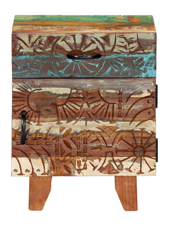 Bedside Table of Solid Wood Multicolour 40x30x50cm