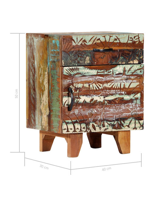 Bedside Table of Solid Wood Multicolour 40x30x50cm
