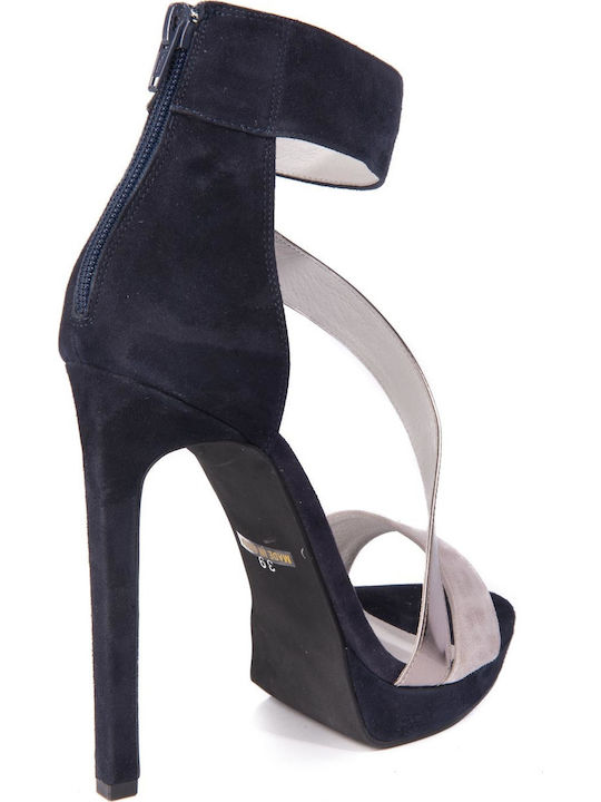 Jeffrey Campbell Suede Women's Sandals Sachet Navy Blue