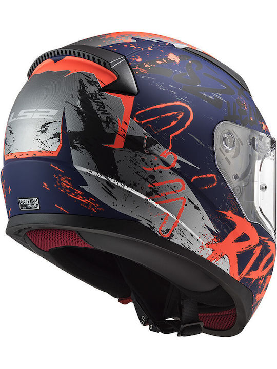 LS2 FF353 Rapid Naughty Full Face Helmet ECE 22.05 1300gr Matt Blue/Fluo Orange