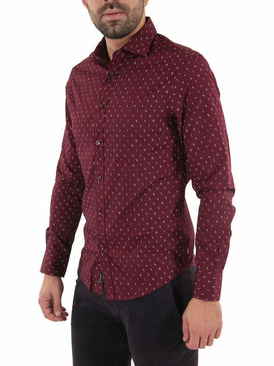 Emporio Armani Men's Shirt Long Sleeve Cotton Burgundy