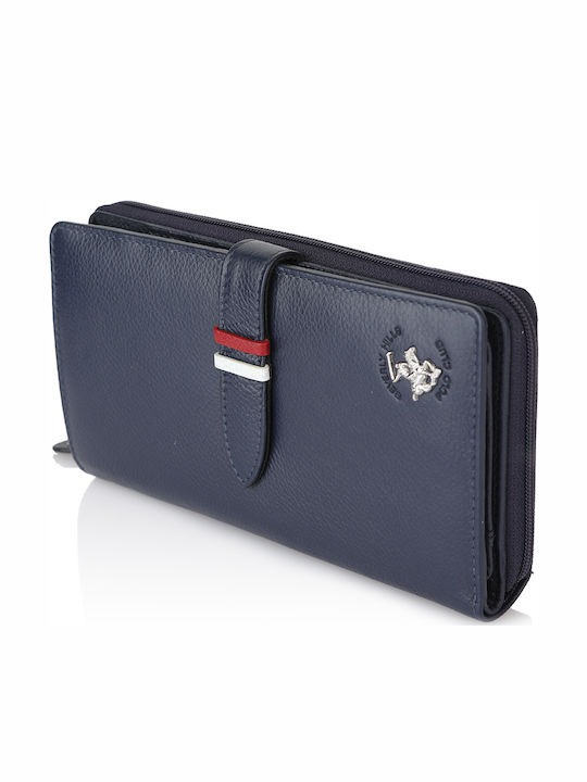 Large Leather Women's Wallet Classic Navy Blue