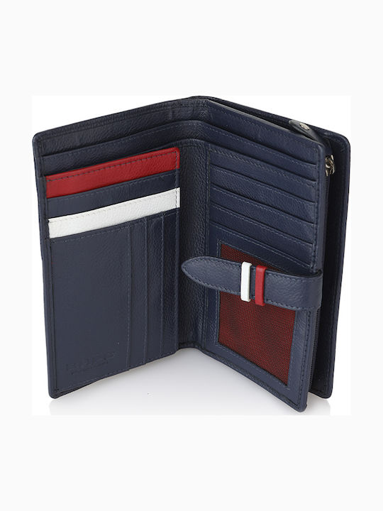 Large Leather Women's Wallet Classic Navy Blue