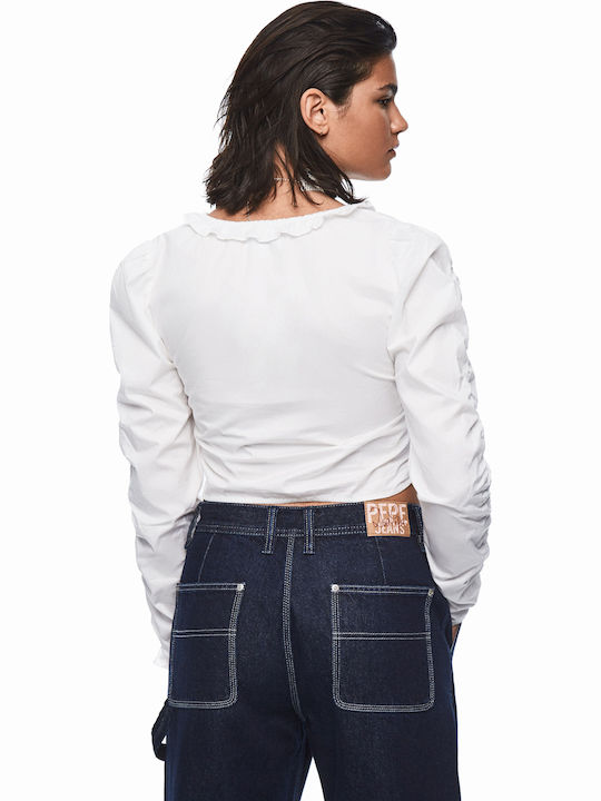 Caroline Women's Denim Long Sleeve Shirt White