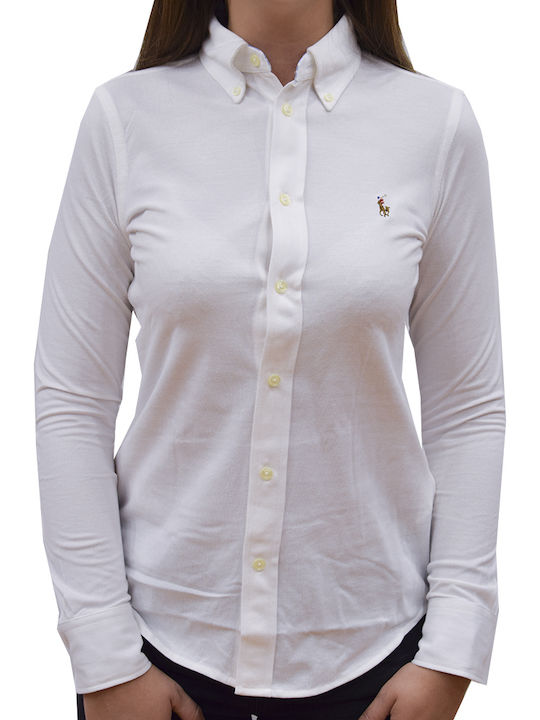 Women's Pique Monochrome Long Sleeve Shirt White